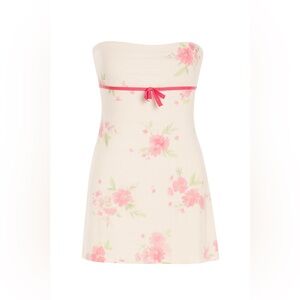 Floral Pink and Cream Strapless Fairy Dress